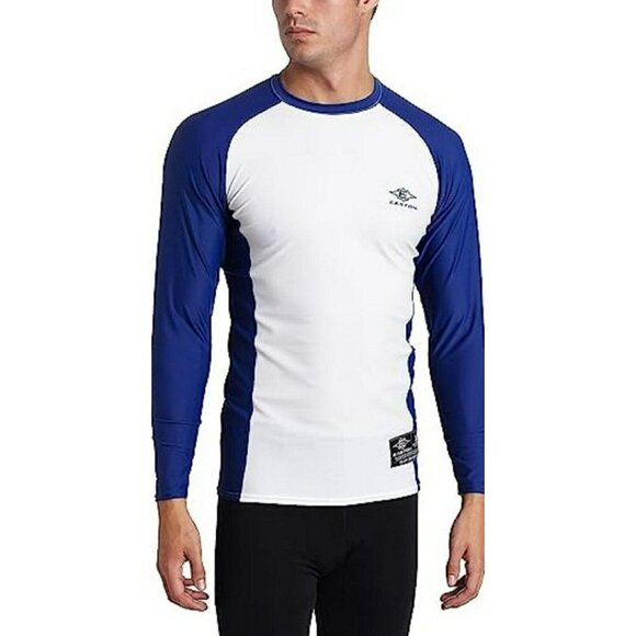 Easton Power Surge Shirt Men Sz XL White Blue Colorblock High Performance Fitted - Picture 1 of 13
